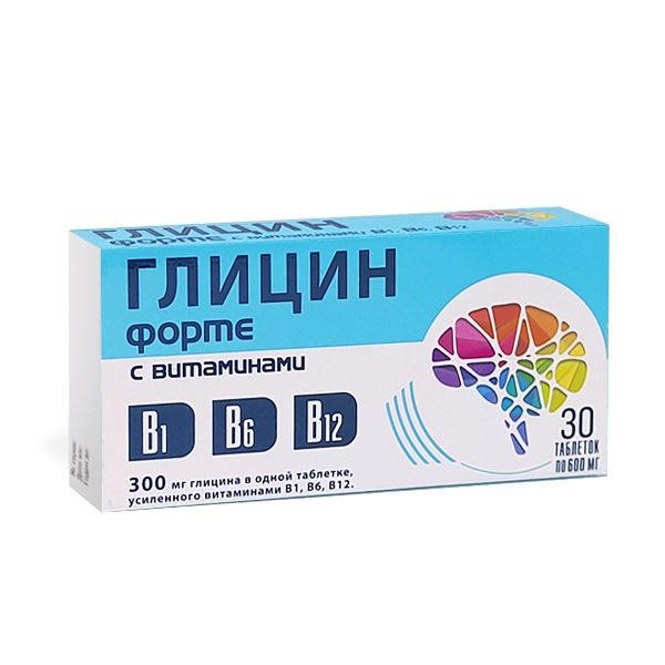 Глицин форте с витаминами В1, В6, В12 таблетки 600мг №30 от Аптека Диалог