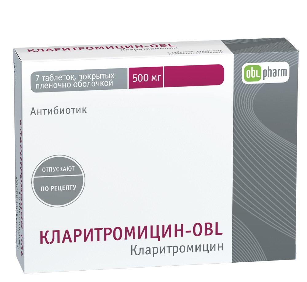 Кларитромицин-OBL таблетки 500мг №7