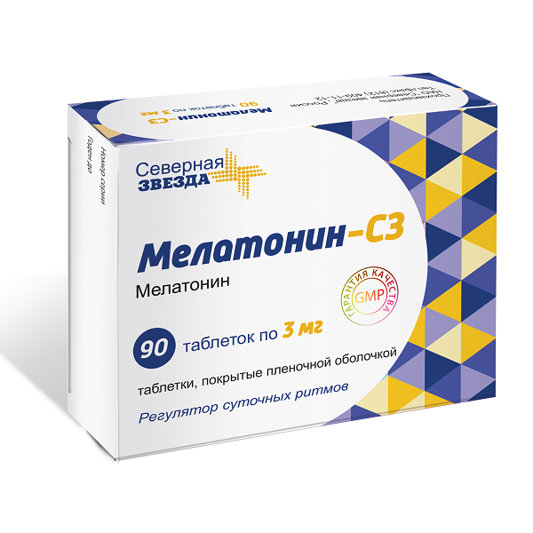 Мелатонин-СЗ таб. п/п/о 3мг №90 мелатонин сз табл п п о 3 мг 30