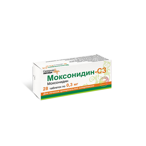 Моксонидин-СЗ таблетки 0,3мг №28 моксонидин канон таблетки 0 2мг 14