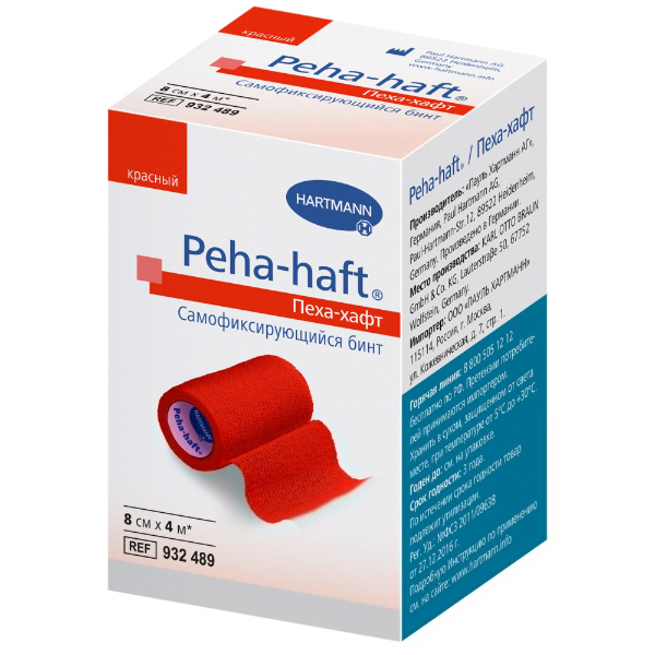 Хартманн бинт Пеха-Хафт фиксирующий эластичный красный 4мх8см от Аптека Диалог