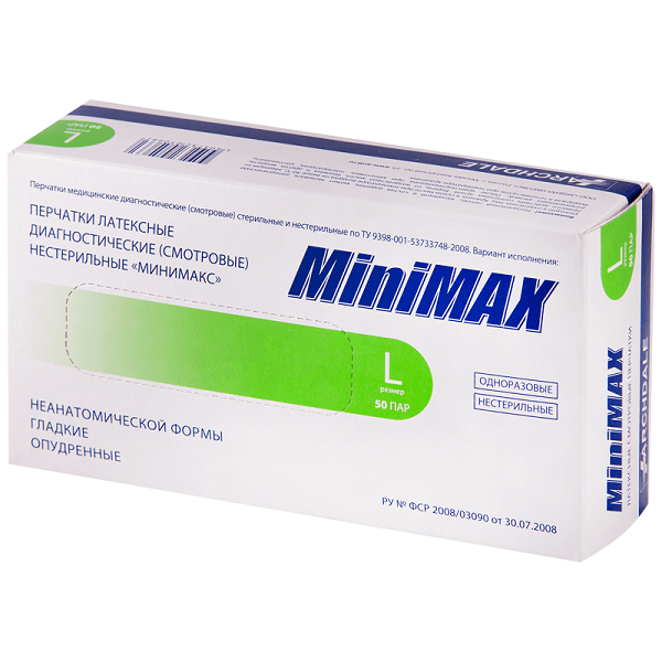 Перчатки Minimax латексные нестерильные L от Аптека Диалог