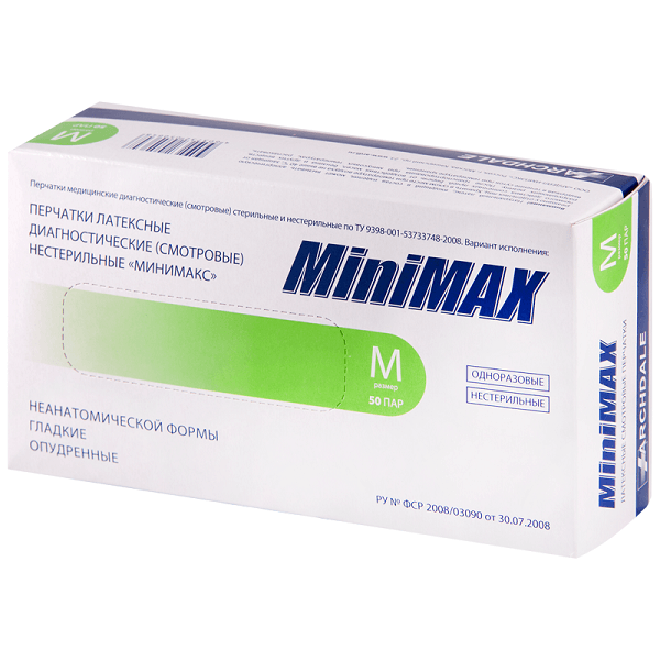 Перчатки Minimax латексные нестерильные M от Аптека Диалог