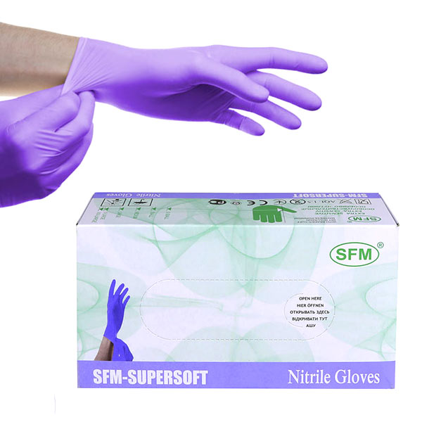 Купить Перчатки нитриловые sfm supersoft (фиолетовые р.L (8-9) №100), S.F.M. Hospital Products, Германия
