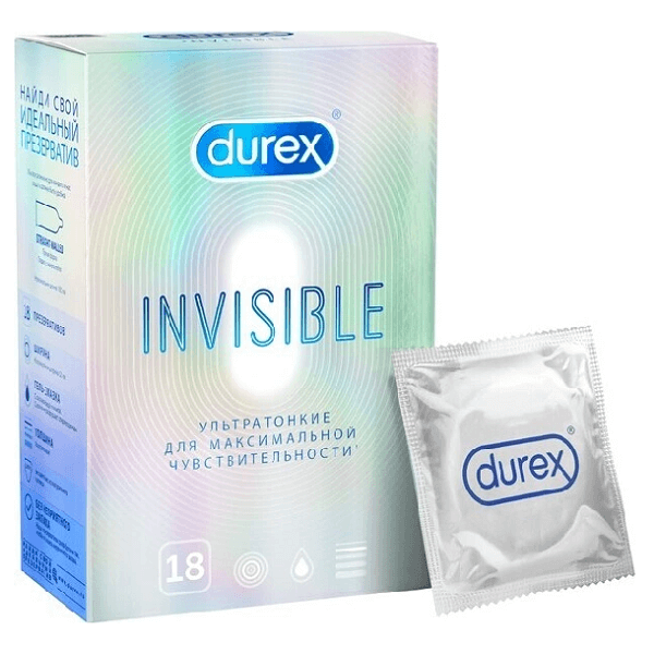 Презервативы Durex (№18 инвизибл) презервативы durex 3 инвизибл extra lube с доп смазкой