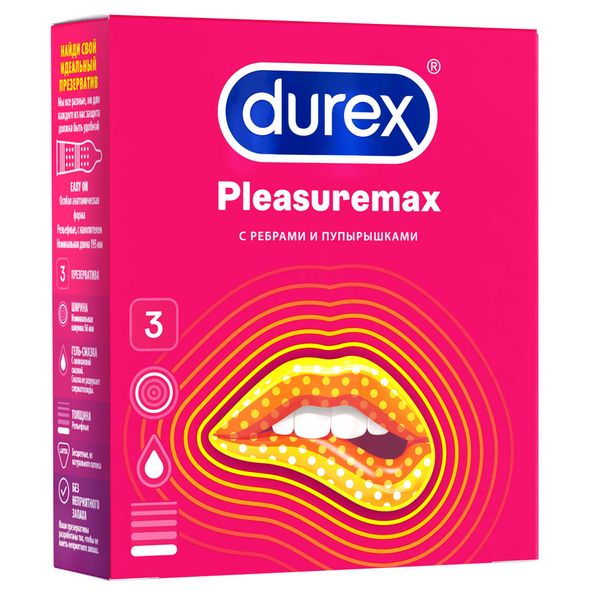 Презервативы ДЮРЕКС (№3 Pleasuremax (ребра/пупыршк.)) дюрекс презервативы классик 3