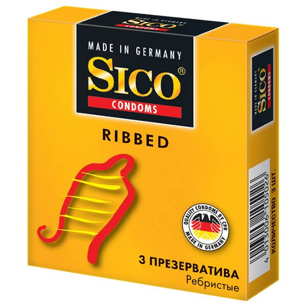 Презервативы SICO (№3 (желтые) ребристые Ribbed)