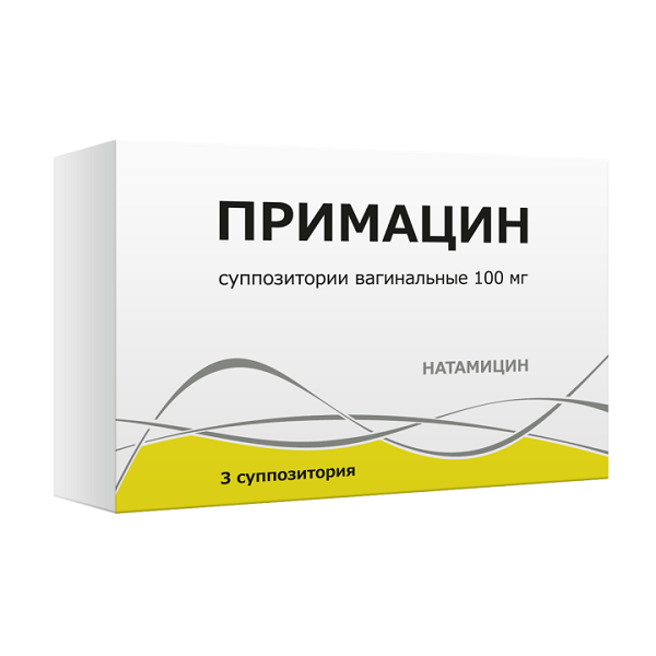 ПРИМАЦИН (супп. ваг. 100мг №3) натамицин супп ваг 100мг 6