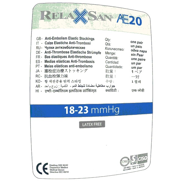 Купить Релаксан чулки антиэмболические К1 на резинке с открытым носком р.3 L белые, Calze Olona S.r.l., Италия