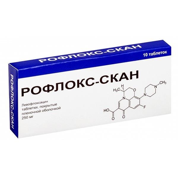 Рофлокс-Скан таблетки 250мг №10 (Левофлоксацин)
