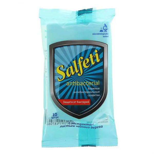 Салфетки влажн. Salfeti (№10 антибакт. с экстр. чайн.дерева)