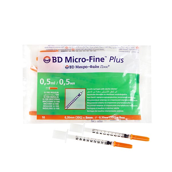 Шприц Micro-Fine Plus Инсулиновый U-100 0,5мл с несъемной иглой 30G (0,3х8) №10 от Аптека Диалог
