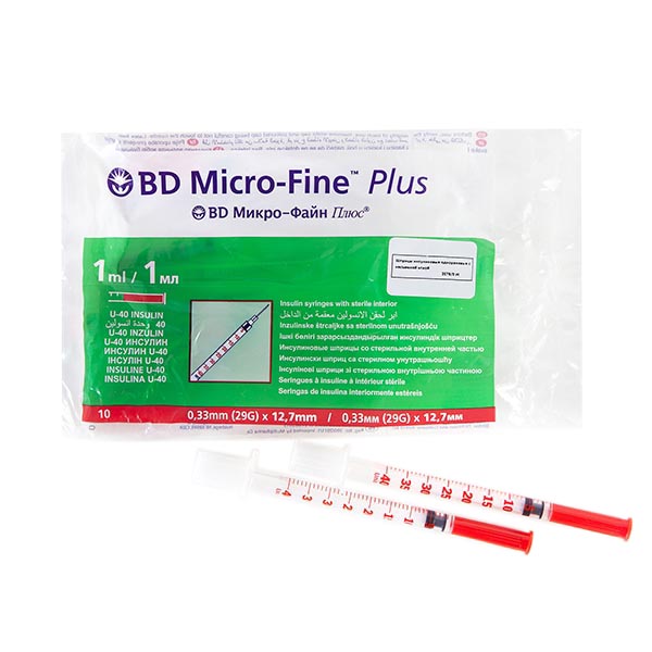 Шприц Micro-Fine Plus инсулин U-40 (1мл с несъемной иглой 29G(0,33*12,7)№10) от Аптека Диалог