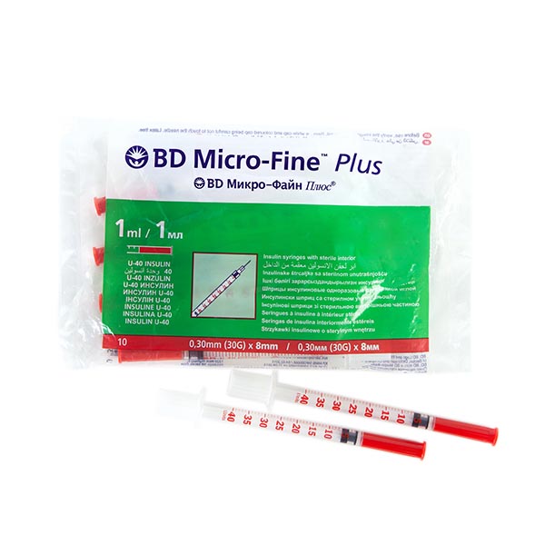 Шприц Micro-Fine Plus инсулин U-40 (красные 1мл с несъемн. игл. 30G(03*8)№10) от Аптека Диалог