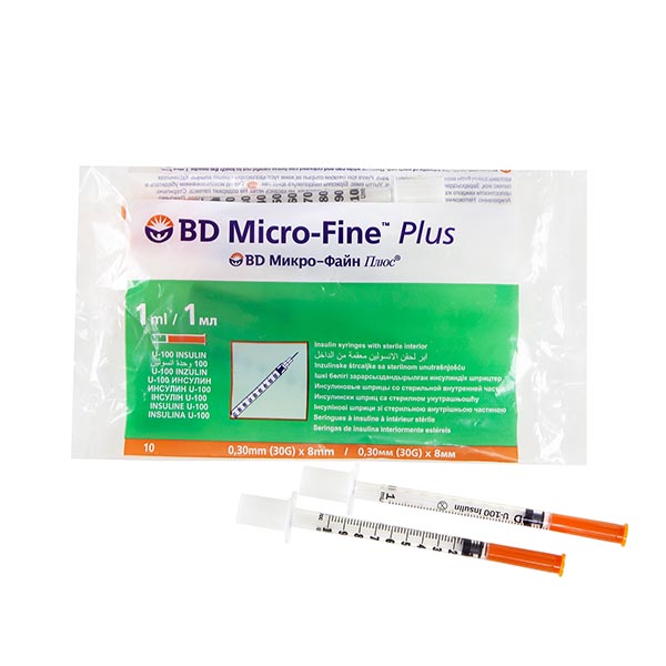 Шприц Micro-Fine Plus Инсулин. U-100 (1мл с несъемной иглой 30G(0,3х8) №10) от Аптека Диалог
