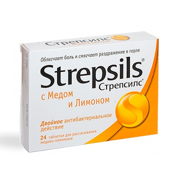 Стрепсилс таблетки для рассасывания №24 мед-лимон от Аптека Диалог