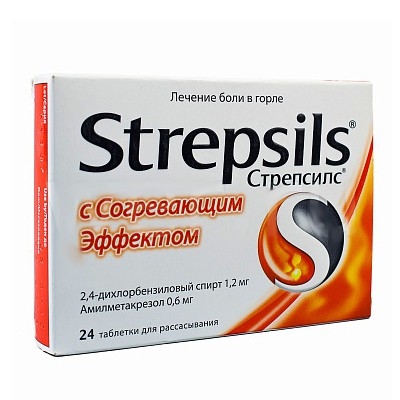 Стрепсилс таблетки для рассасывания №24 (Согревающий эффект) стрепсилс таблетки для рассасывания 36 с вит с апельсиновые