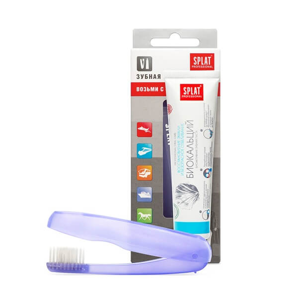 Зубная паста Сплат Дорожный набор Биокальций+ зубная щетка