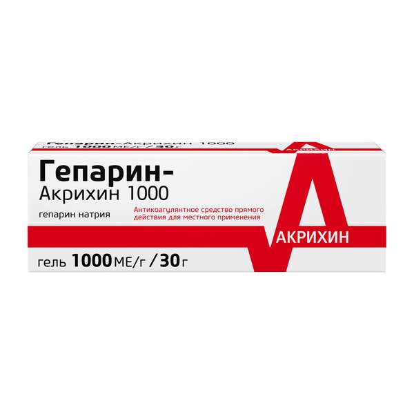 Гепарин-Акрихин гель 1000МЕ/г 30г