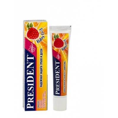 Зубная паста «Президент» (туба 30г (Бэби/малина/от 0 до 3-х))