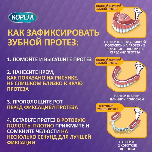 Корега Professional Комплексная защита крем для фиксации съемных зубных протезов до 12 часов 40г