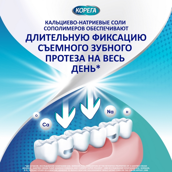 Корега Защита Десен, крем для фиксации зубных протезов 40г