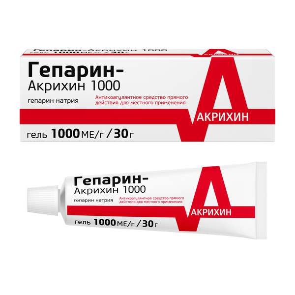 Гепарин-Акрихин гель 1000МЕ/г 30г
