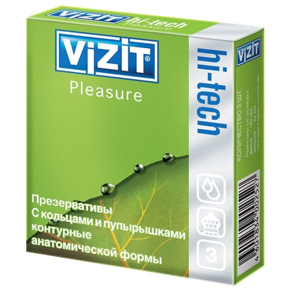 Презервативы Vizit «HI-TECH»промо-набор (pleasure  кольц/пупыр.контур.анат.формы №3+3)