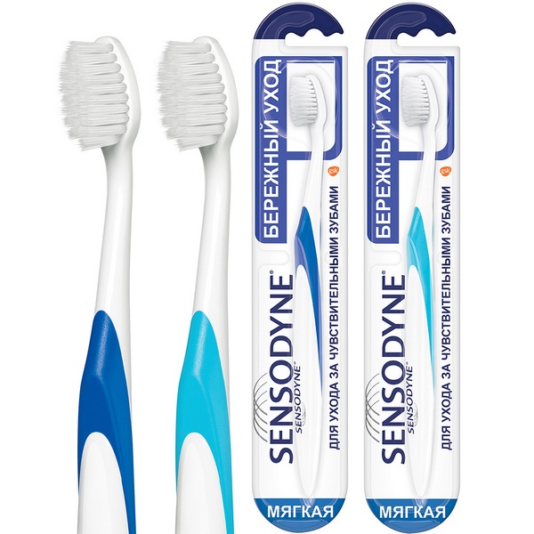 Зубная щетка Sensodyne Бережный Уход для чувствительных зубов, для деликатной чистки, Мягкая, в ассортименте