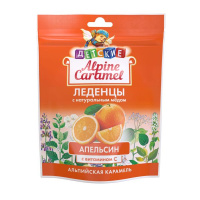 Alpine Caramel Альпийская Карамель Леденцы детские с натур. медом и вит. С (апельсин) 75 г