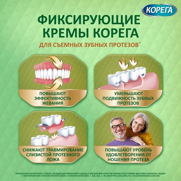 Корега Professional Нежная мята, крем для фиксации зубных протезов, длительная свежесть 40г