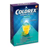 Колдрекс ХотРем Ментол и медовый лимон при простуде и гриппе, порошок, 5 пакетиков