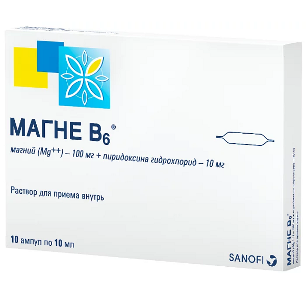 Магне В6 при дефиците магния и витамина B6 раствор в ампулах №10 