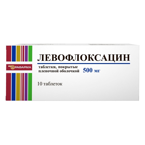 Левофлоксацин (таб.п.пл/об.500мг №10), Рафарма ЗАО