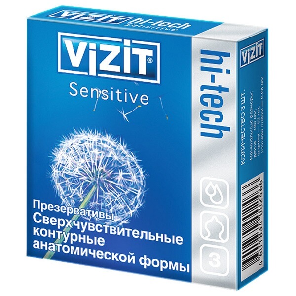 Презервативы Vizit «HI-TECH»промо-набор (сенситив сверхчувст.контур.анат.формы №3+3)