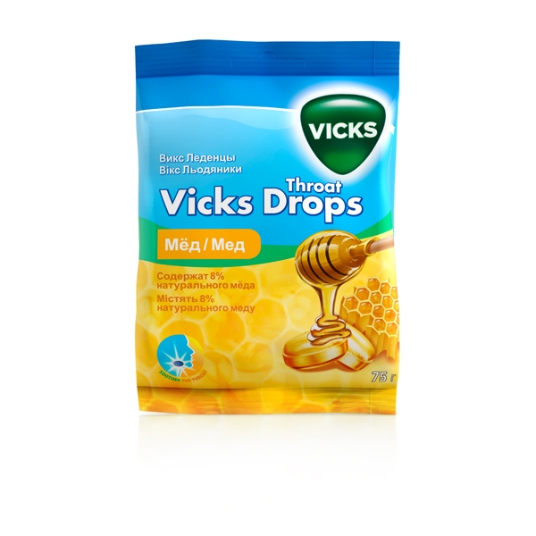 Викс леденцы (vicks throat drops) (мед 75г)