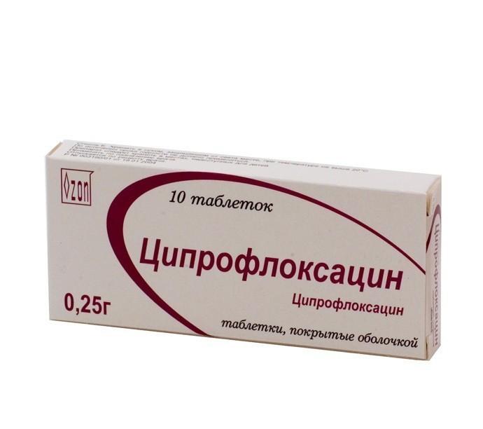 Ципрофлоксацин (таб.п.пл/об.250мг №10)