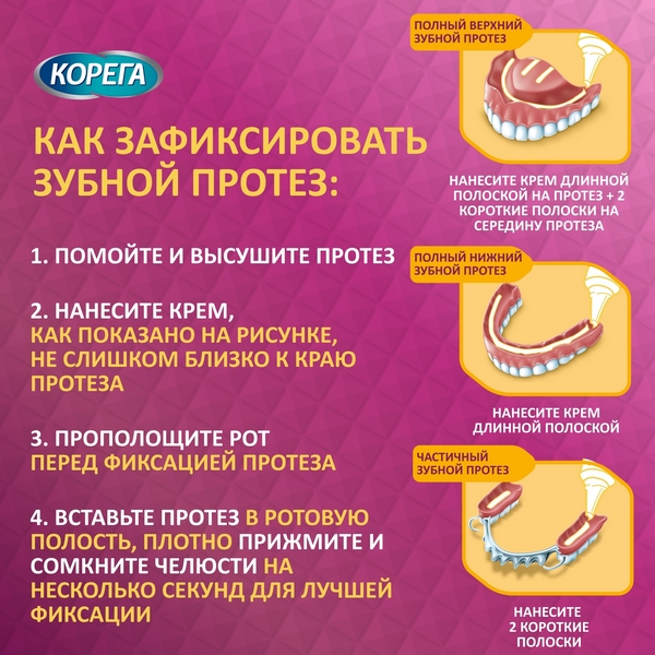 Корега Комфорт, крем для фиксации зубных протезов 40г